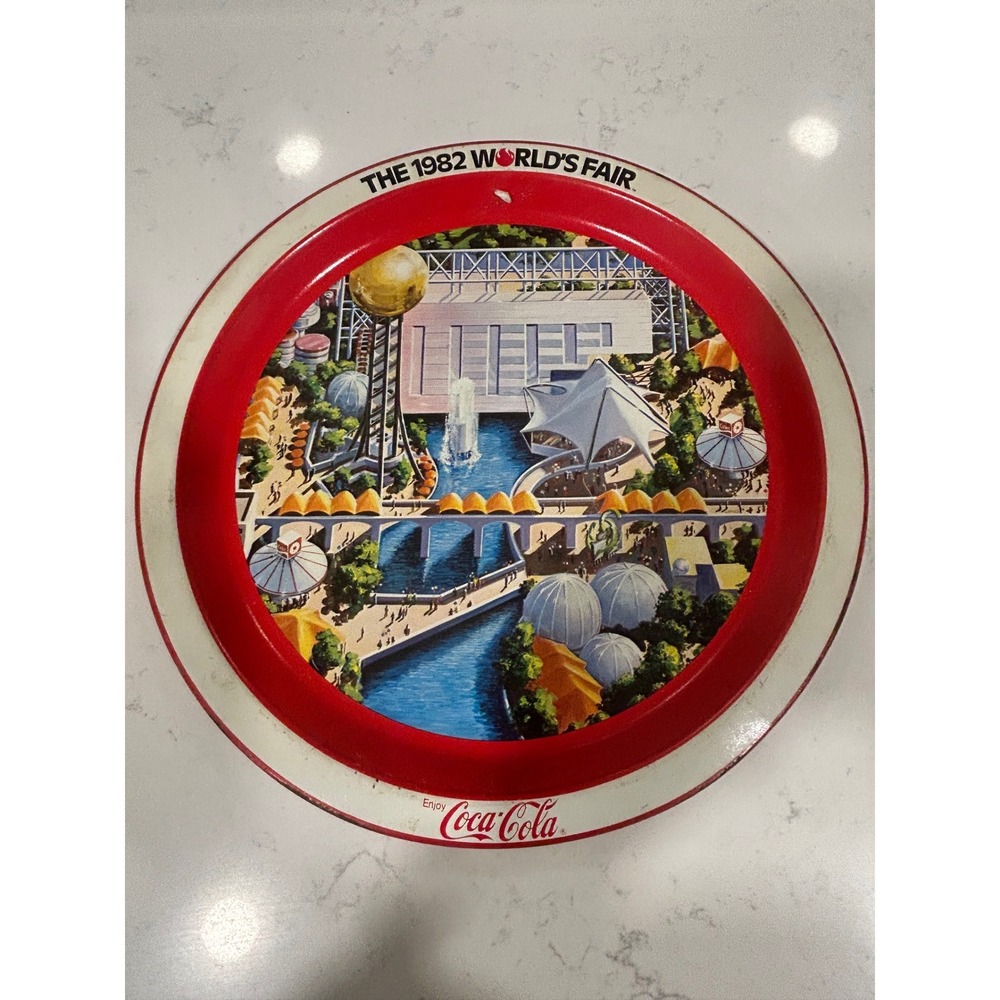 Vintage 1982‎ Worlds Fair Coca-Cola Metal Tray Knoxville Tennessee Souvenir Coke